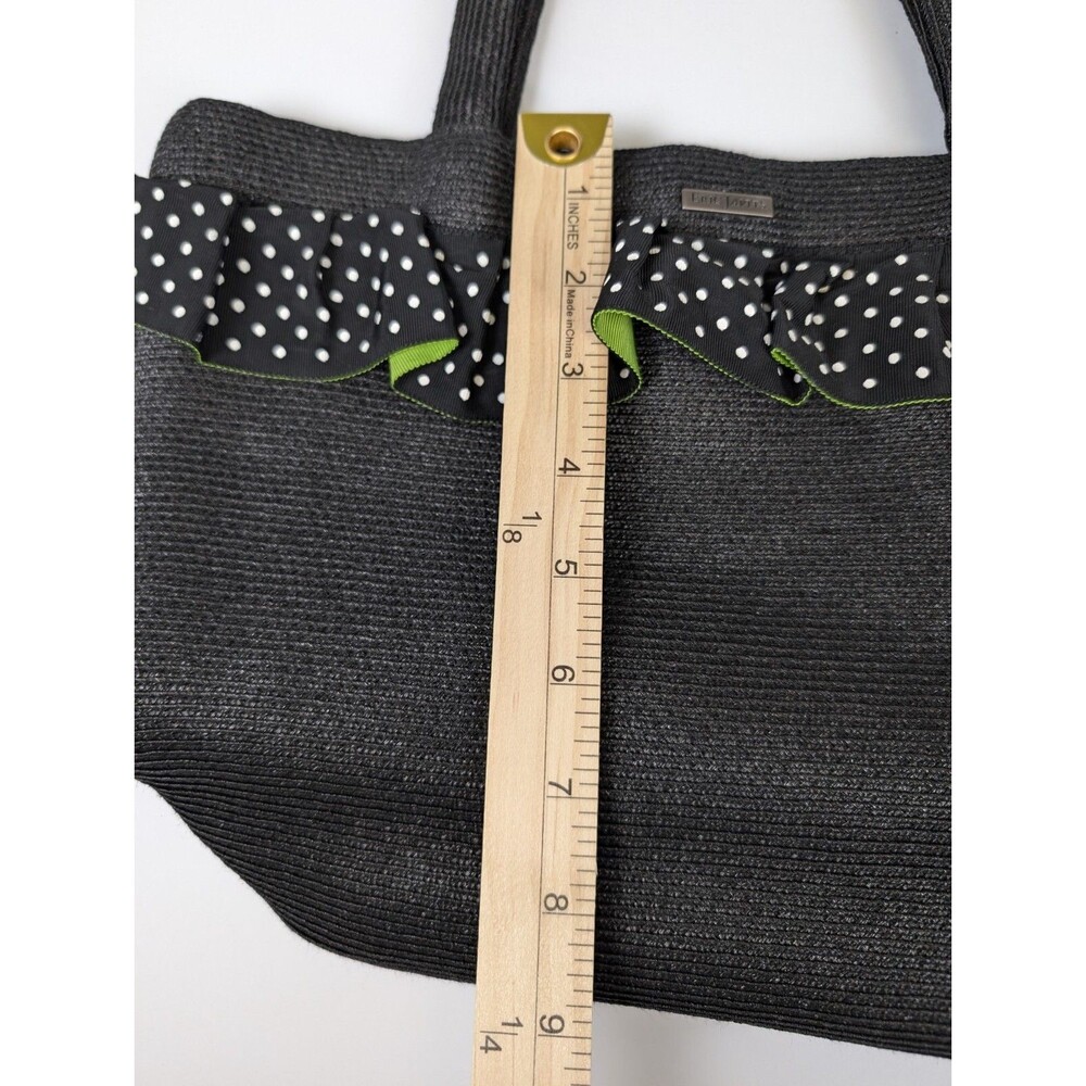 Eric Javits New York Handbag Woven Ruffle Polka Dot Trim Black Snap Clean! - Picture 12 of 15